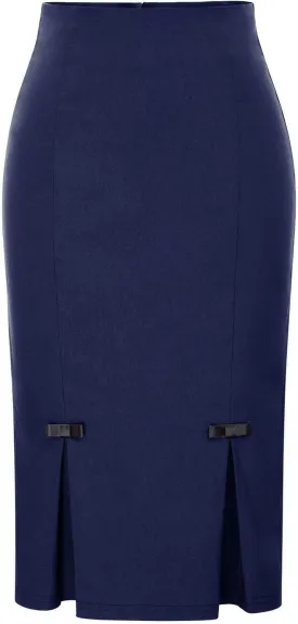 Belle Poque Women Midi High Waist Office Stretchy Pencil Skirt with Bow-Knot BP587