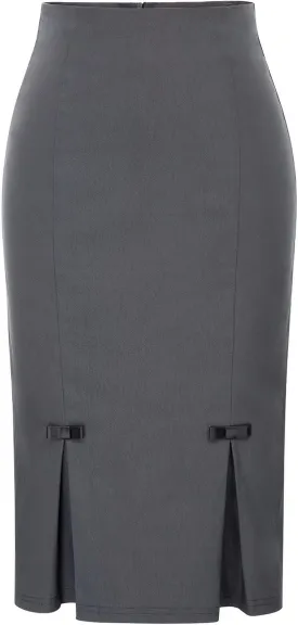 Belle Poque Women Midi High Waist Office Stretchy Pencil Skirt with Bow-Knot BP587