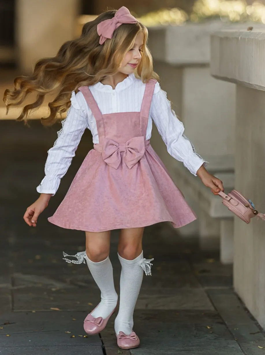 Classy And Fabulous Suede Pinafore Dress