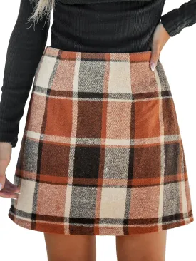 CUPSHE Women High Waist Plaid Skirt Bodycon Pencil Mini Skirts