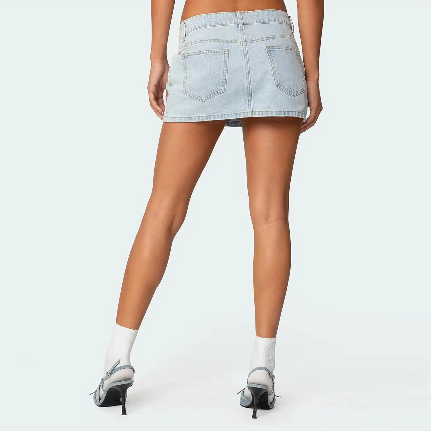 Denim Skirts for Women Sexy Low Rise Slim Fit Zip up Mini Jean Skirts Fashion Vintage Skort with Pockets Streetwear