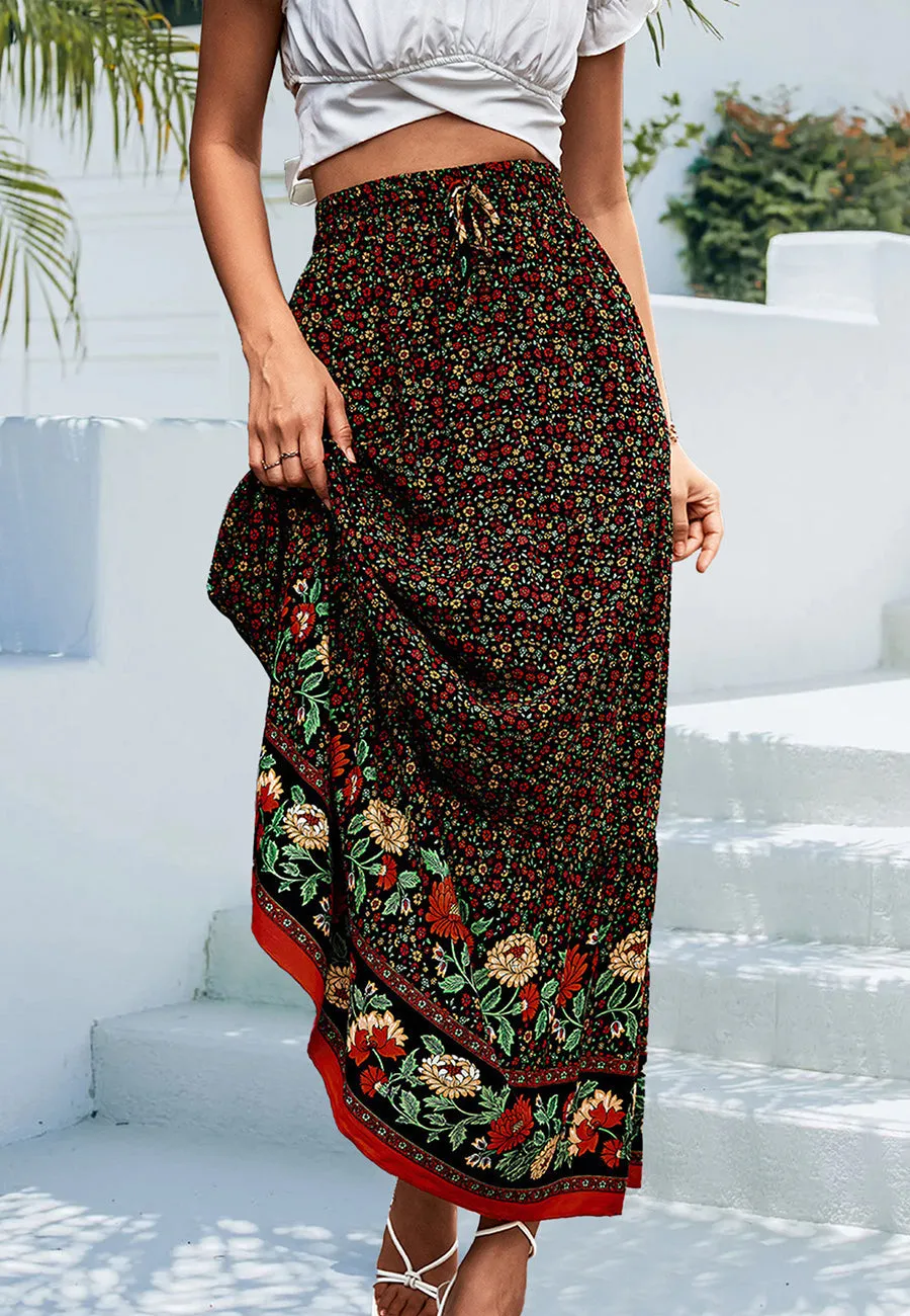 High Waist Floral Bohemian Skirt
