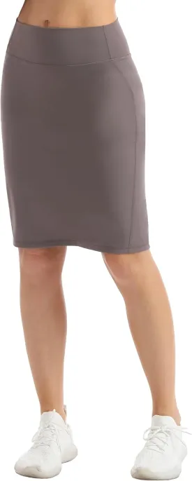HOKOYI Women's High Waist Tummy Control Pencil Skirt Knee Length Stretch Bodycon Midi Skirt Casual Office