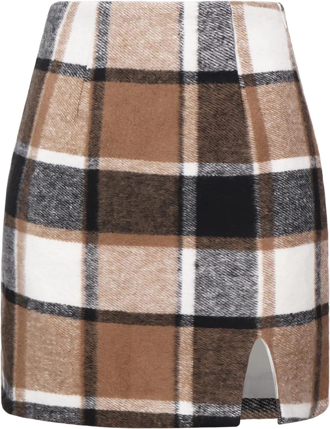 Ibeauti Women's High Waist Plaid Skirt Side Split Bodycon Pencil Mini Skirt
