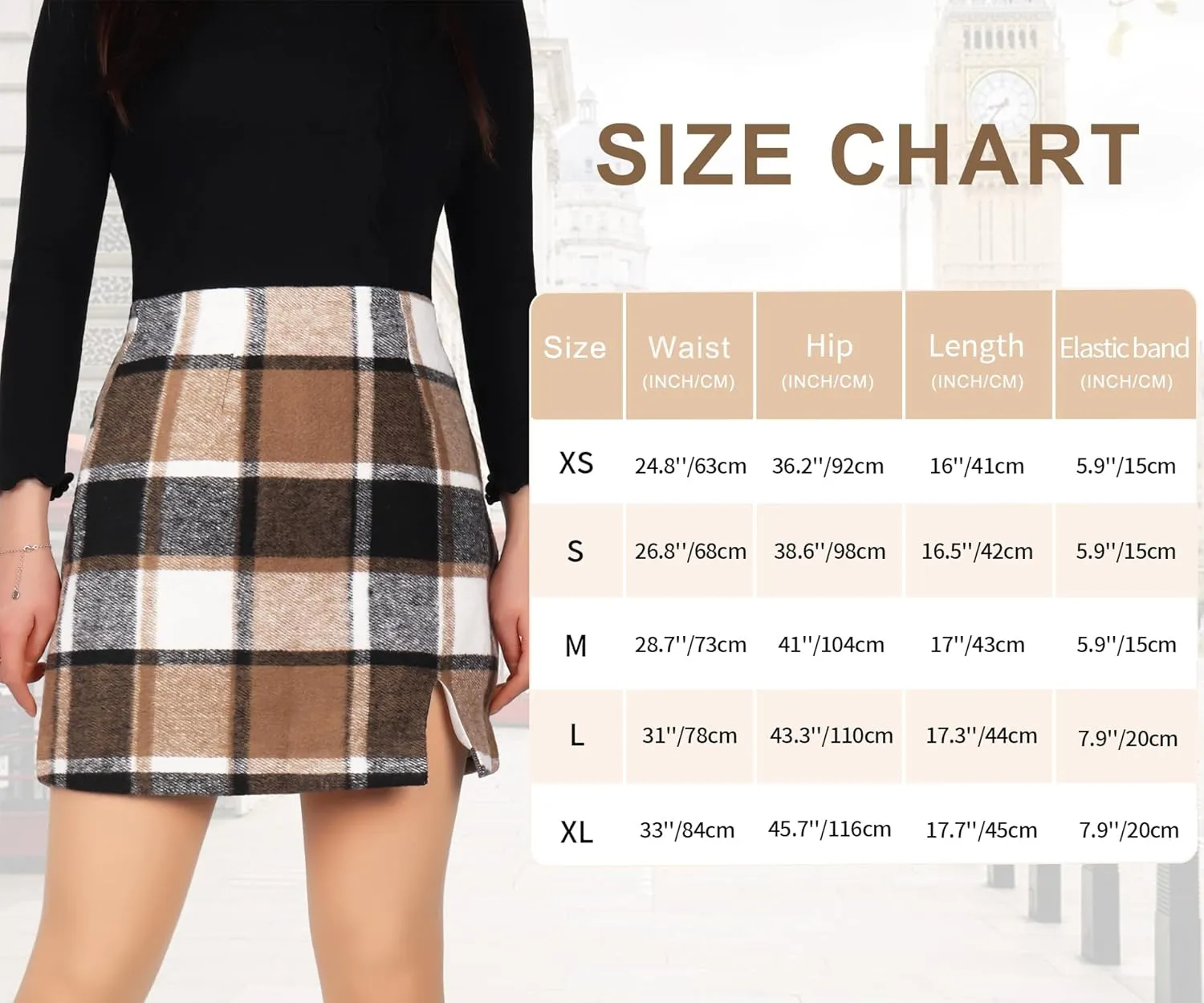 Ibeauti Women's High Waist Plaid Skirt Side Split Bodycon Pencil Mini Skirt