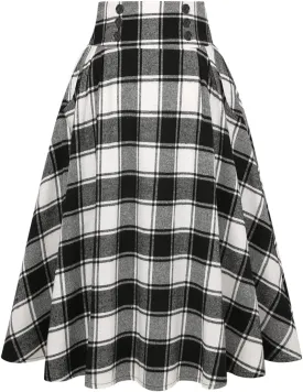 IDEALSANXUN Plaid Skirt for Womens High Waist Aline Pleated Midi Skirts