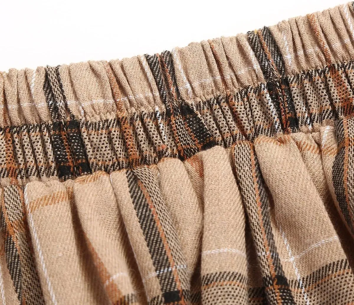 IDEALSANXUN Plaid Skirt for Womens High Waist Aline Pleated Midi Skirts