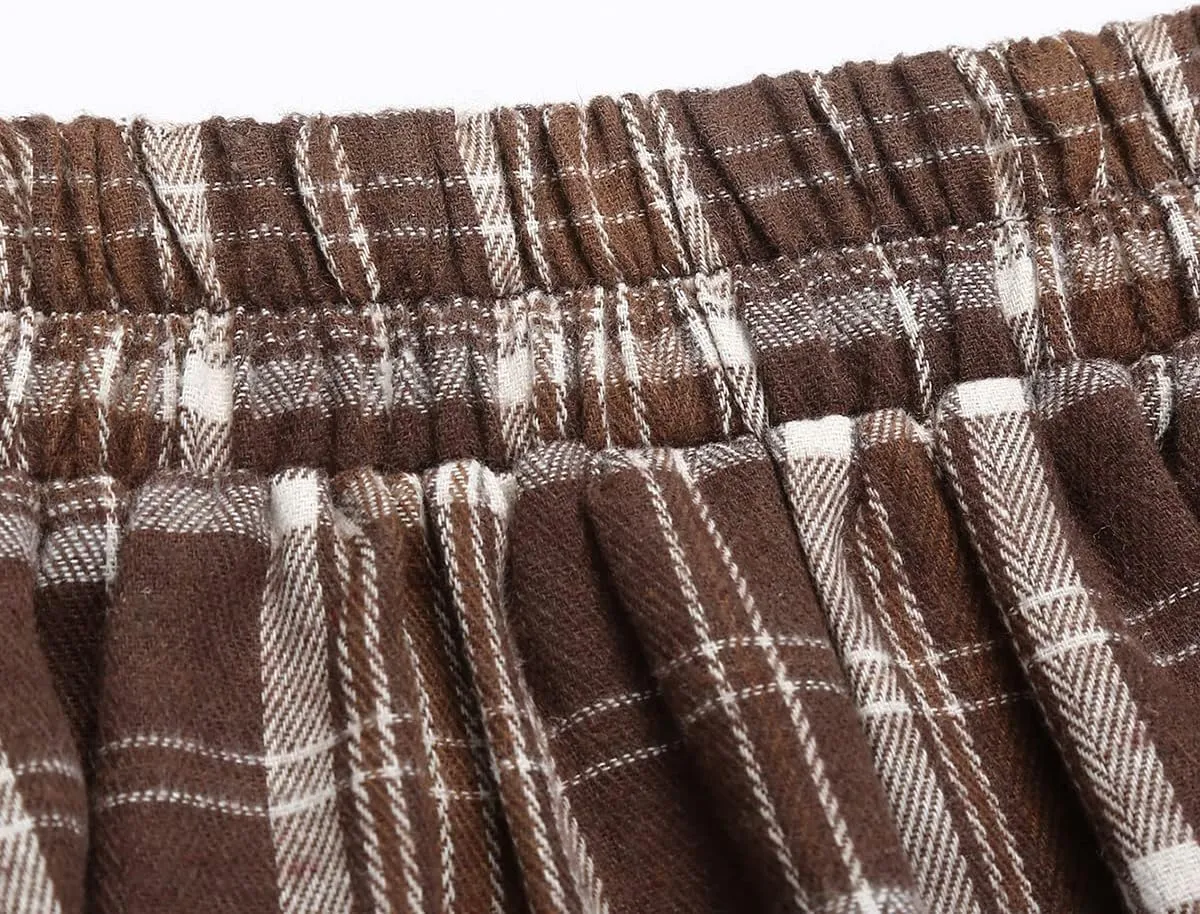 IDEALSANXUN Plaid Skirt for Womens High Waist Aline Pleated Midi Skirts