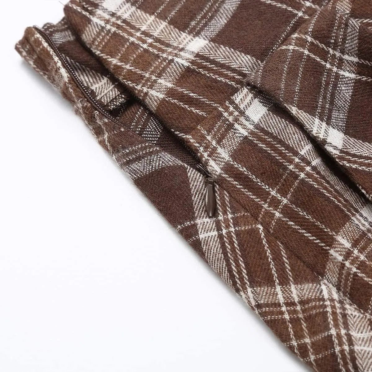 IDEALSANXUN Plaid Skirt for Womens High Waist Aline Pleated Midi Skirts