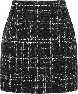 IDEALSANXUN Womens High Waist Plaid Skirt Bodycon Pencil Wool Mini Skirts