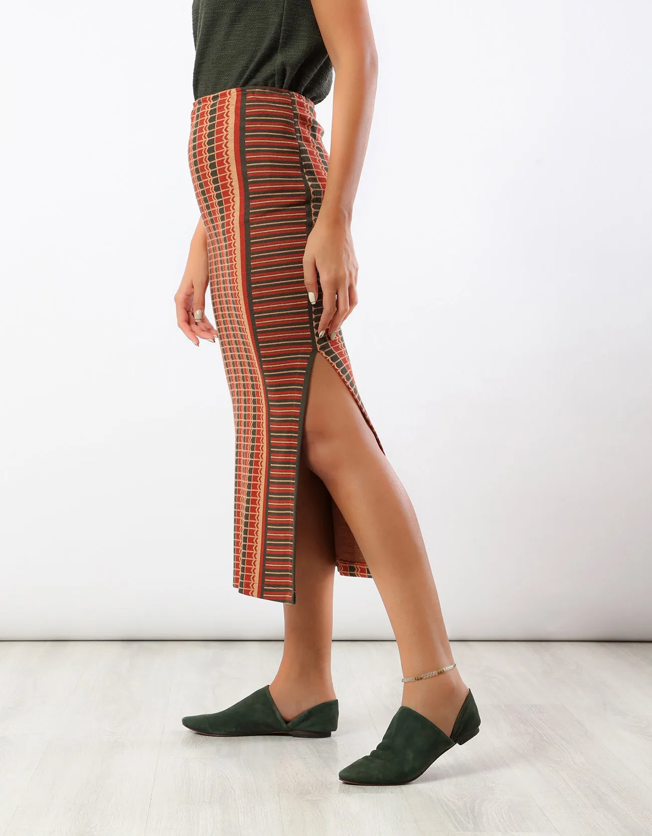 Jacquard straight skirt