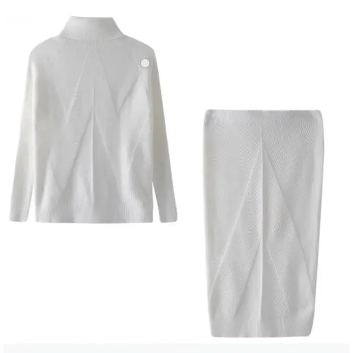 Knitted Pullover Sweater Slim Fit Warm Skirt