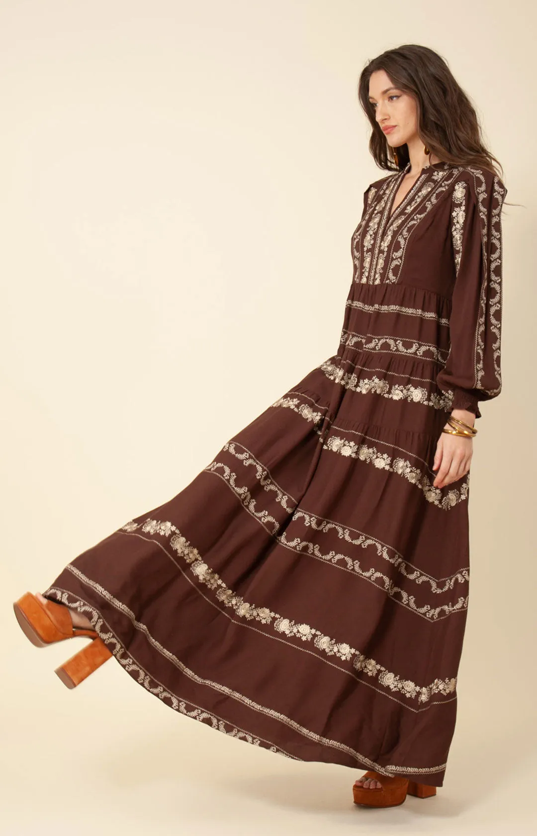 Luna Embroidered Maxi Dress