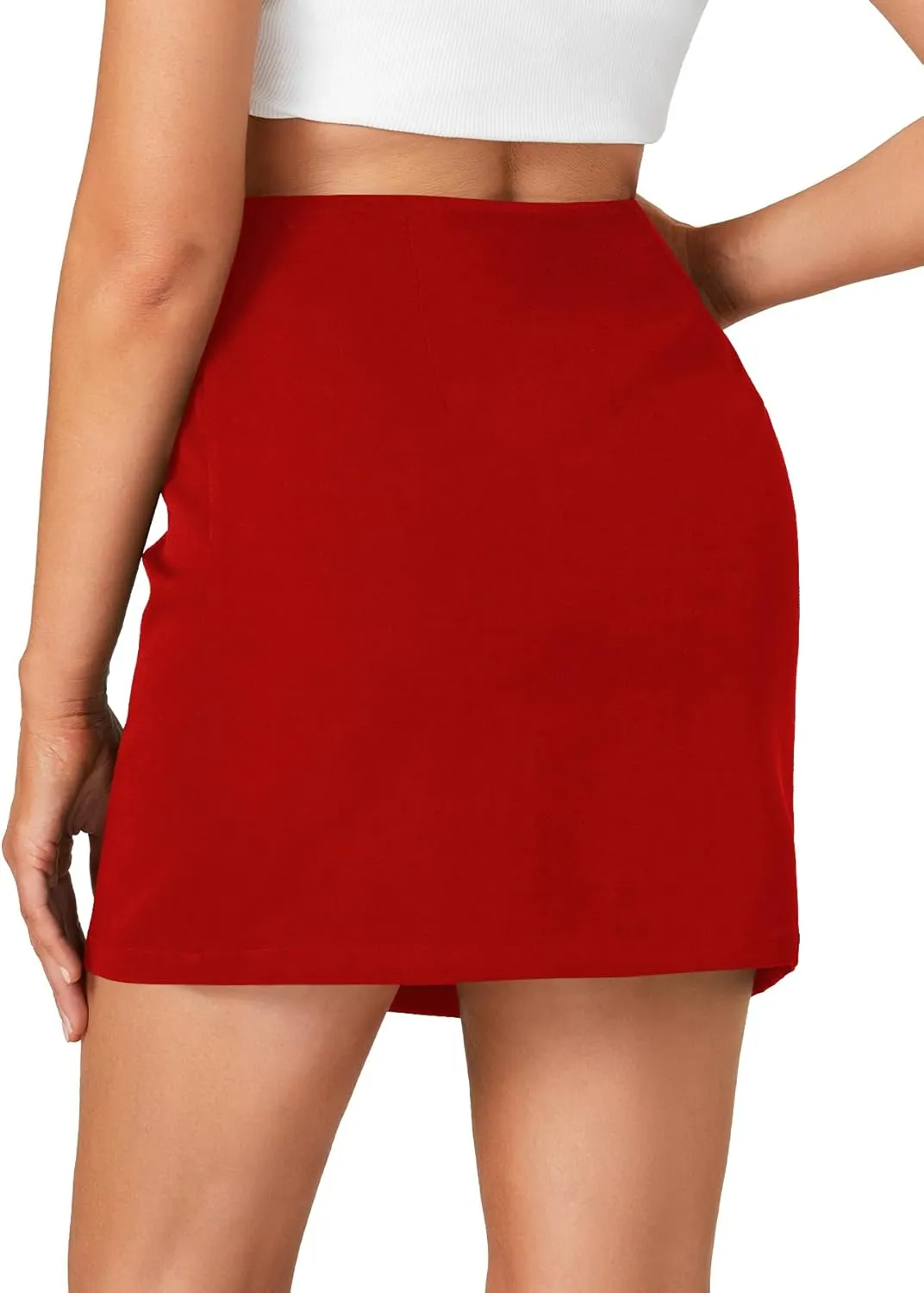 LYANER Women's High Waist Slim Fit Zipper Basic Short Bodycon Pencil Mini Skirt