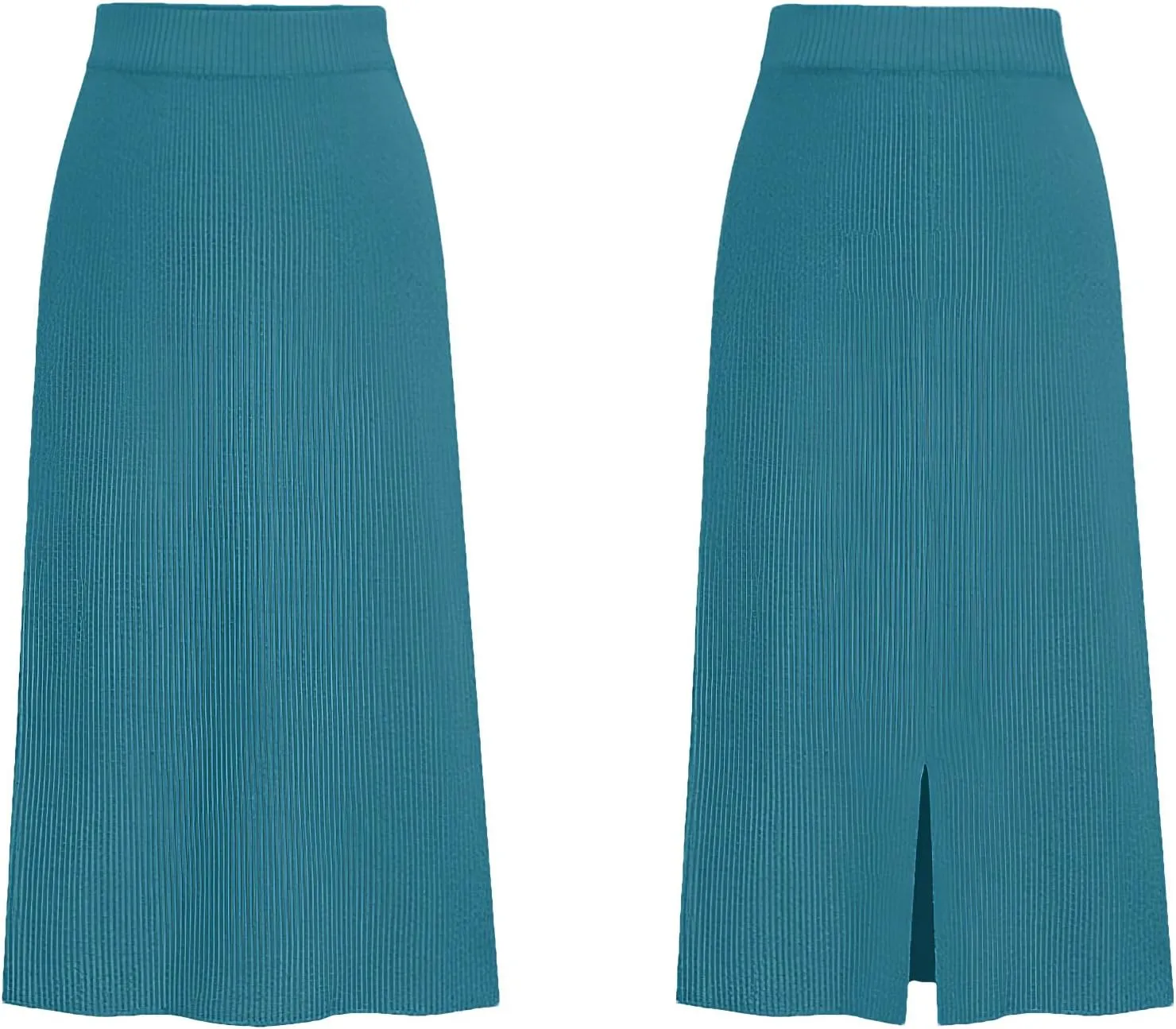 rismart Women Knitting Pencil Skirt Casual Below The Knee Stretch High Waist Elastic Skirts