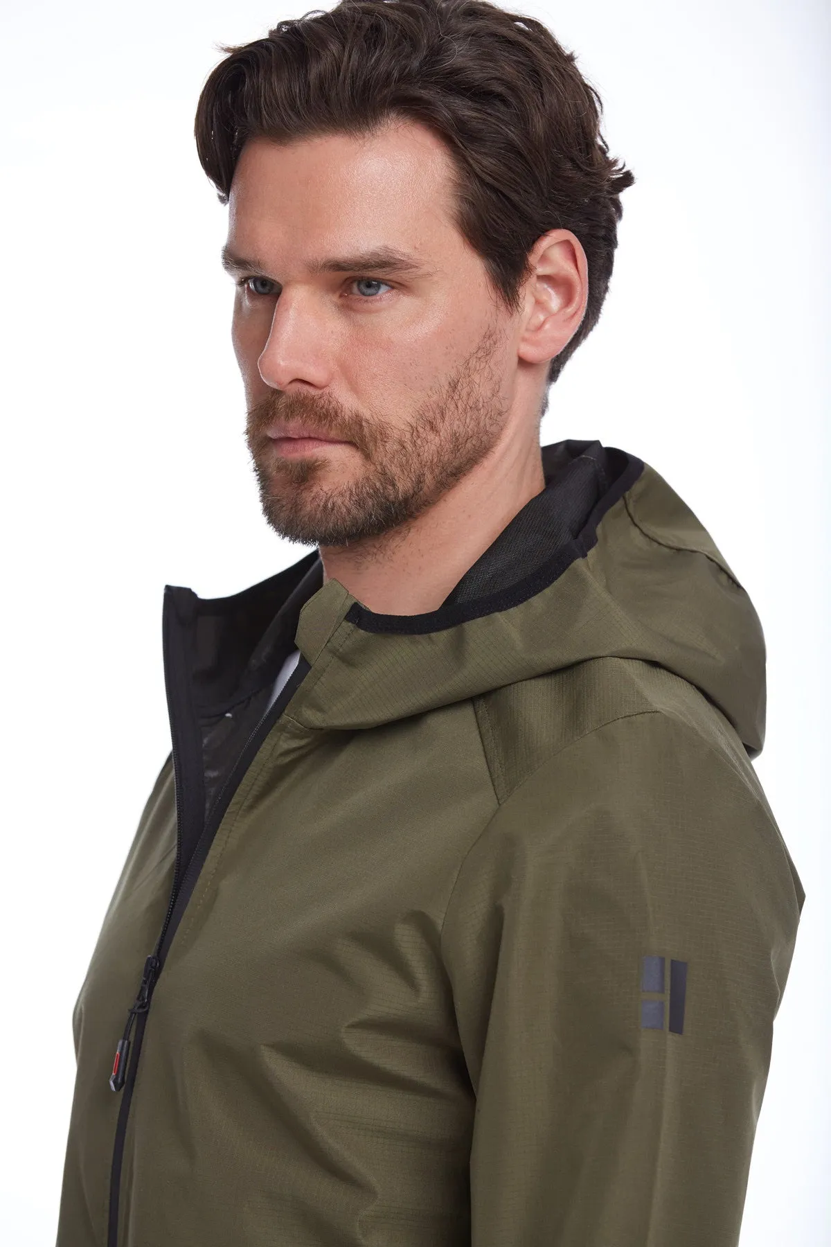 Slim Fit Khaki Seasonal Hooded Coat