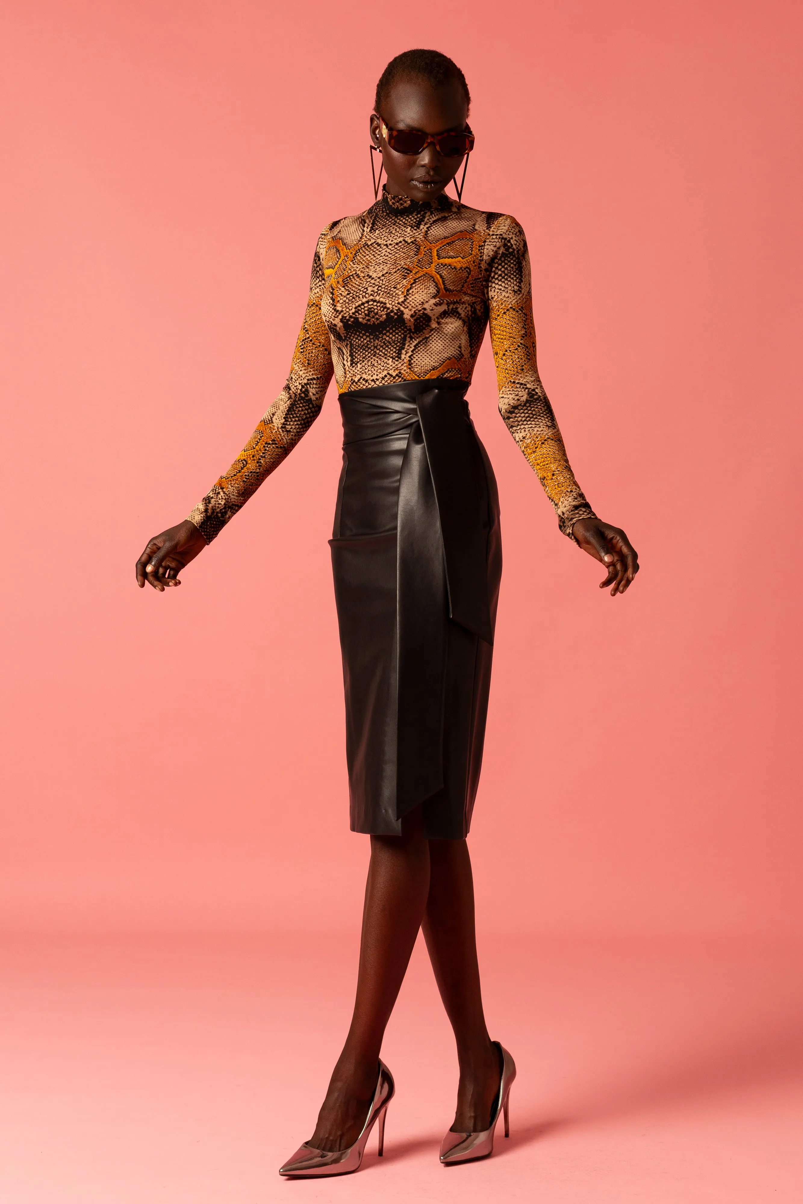 Stretchy Leather Skirt