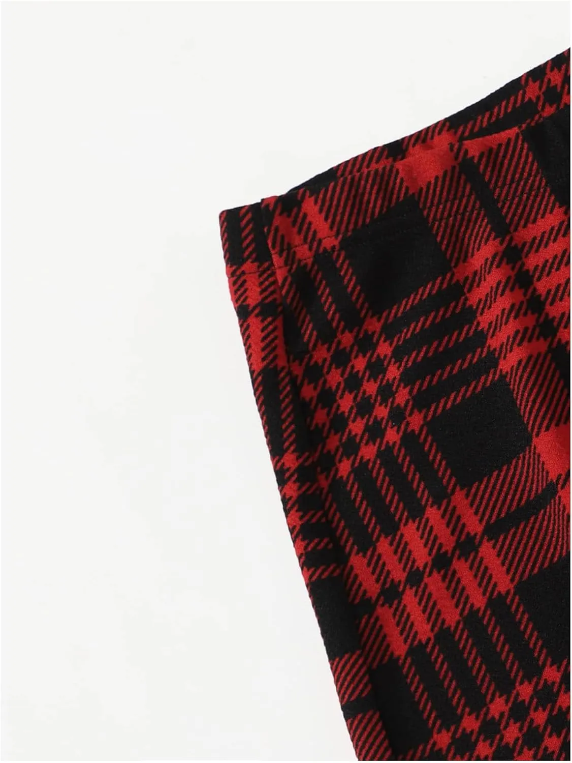 WDIRARA Women's Plaid Print Slit Hem Mini Pencil Skirt High Waist Bodycon Short Skirts