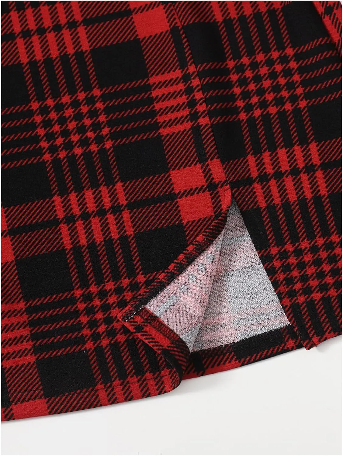 WDIRARA Women's Plaid Print Slit Hem Mini Pencil Skirt High Waist Bodycon Short Skirts