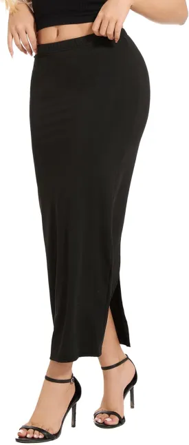 Women's Casual Back Split Maxi Skirts High Waist Leopard Print Bodycon Pencil Long Skirt