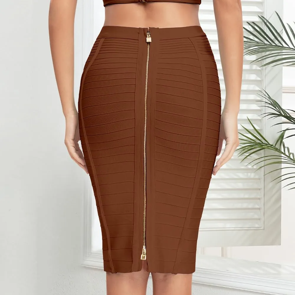 Women's High Waist Elastic Rayon Bandage Pencil Skirt