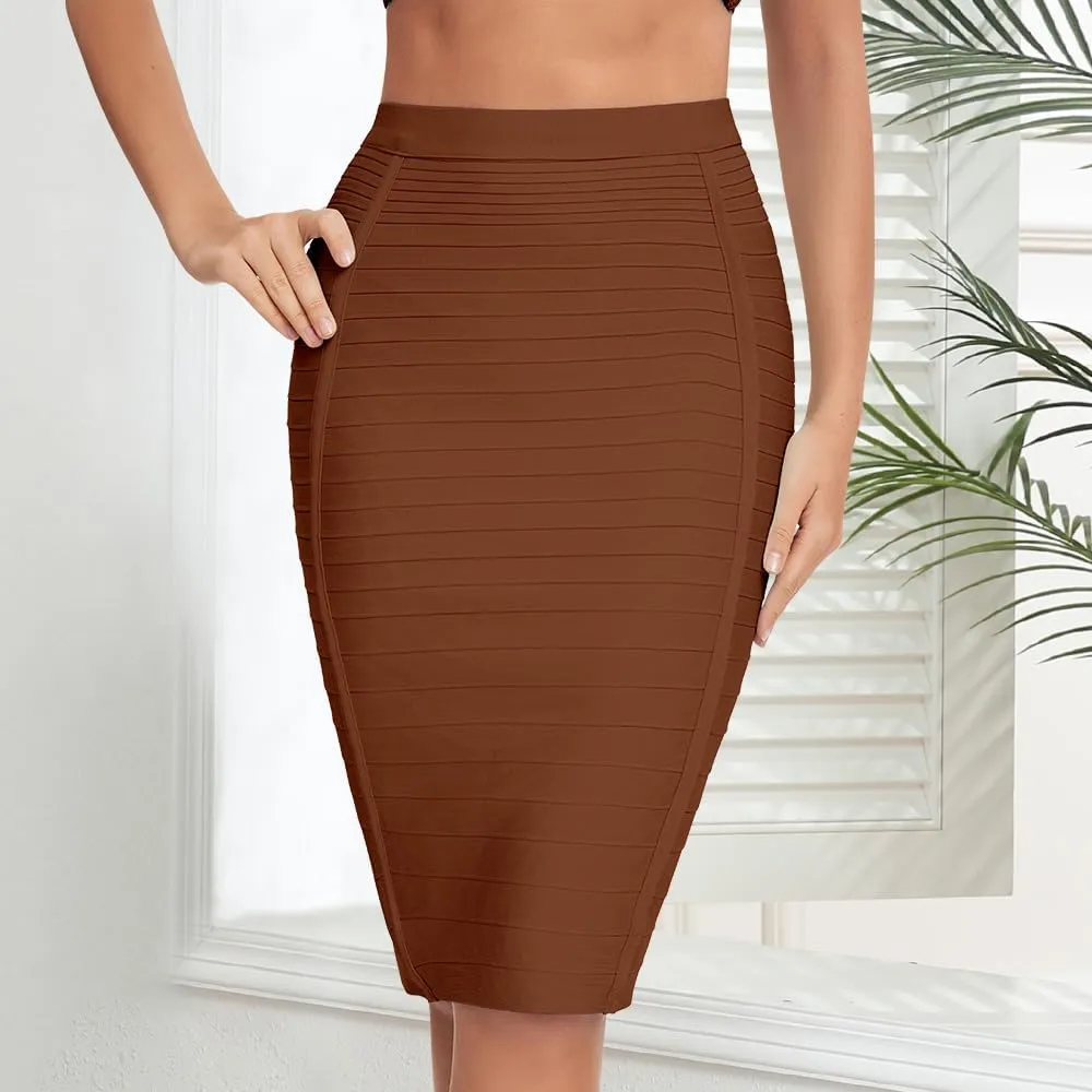Women's High Waist Elastic Rayon Bandage Pencil Skirt