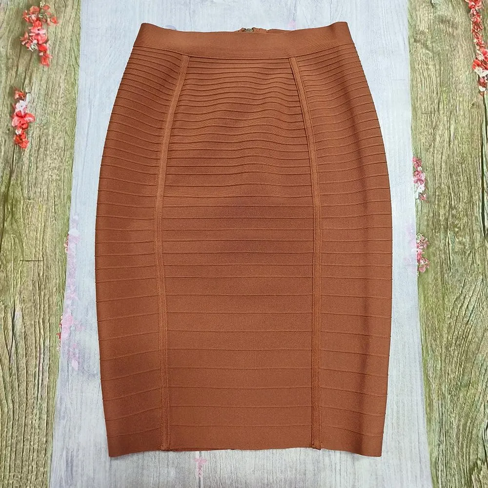 Women's High Waist Elastic Rayon Bandage Pencil Skirt
