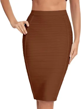 Women's High Waist Elastic Rayon Bandage Pencil Skirt