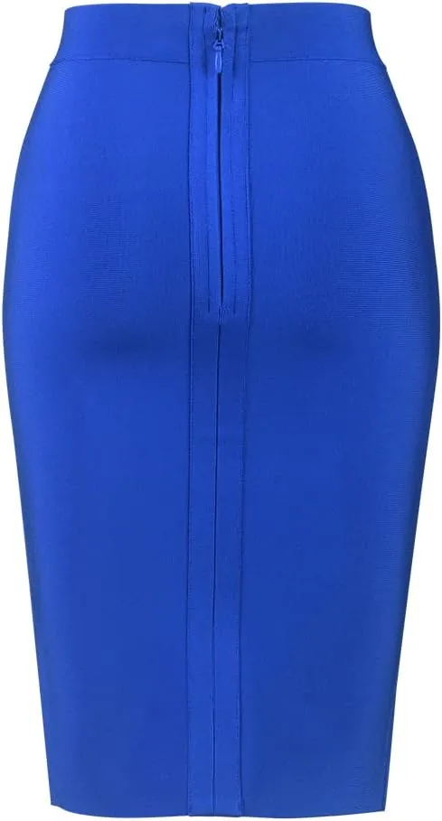 Women's High Waist Knee Length Bodycon Office Pencil Skirt