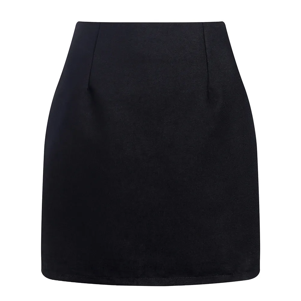 Women's high waisted plaid pencil wool mini skirt